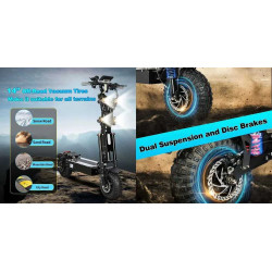 Офроуд електрическа тротинетка Quickwheel Viper 10000W, 72V/40Ah – Непобедима мощност за екстремни условия