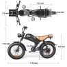 EMOKO C93 Dual Електрически Велосипед 2000W 48V 35Ah