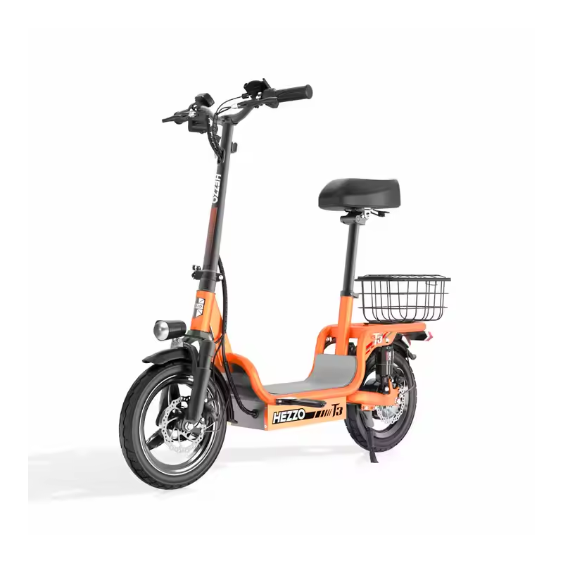 Сгъваем електрически велосипед HEZZO T3 с кош, 500W, 15Ah/48V – Практичност и мощност